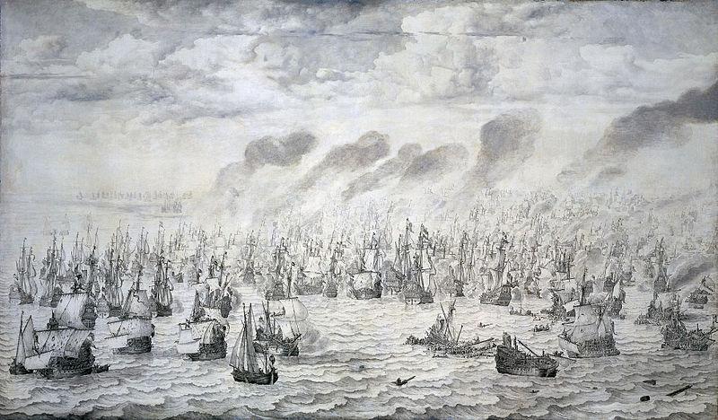 willem van de velde  the younger The Battle of Terheide oil painting image